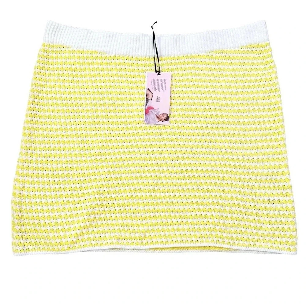 NWT Future Collective Alani Noelle• Womens Crochet Checkered Mini Skirt size XXL - Picture 3 of 11